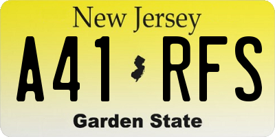NJ license plate A41RFS