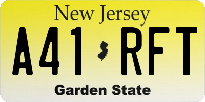 NJ license plate A41RFT