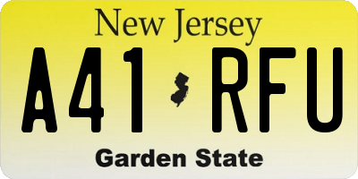 NJ license plate A41RFU