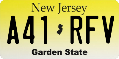 NJ license plate A41RFV