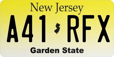 NJ license plate A41RFX