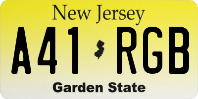 NJ license plate A41RGB