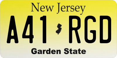 NJ license plate A41RGD