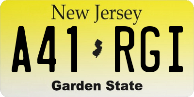 NJ license plate A41RGI