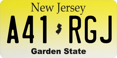 NJ license plate A41RGJ