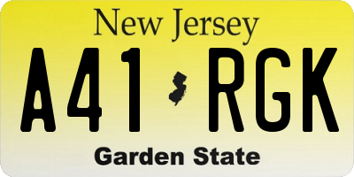 NJ license plate A41RGK