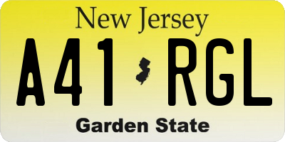 NJ license plate A41RGL