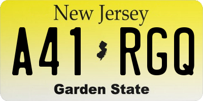 NJ license plate A41RGQ