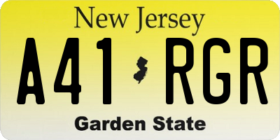 NJ license plate A41RGR
