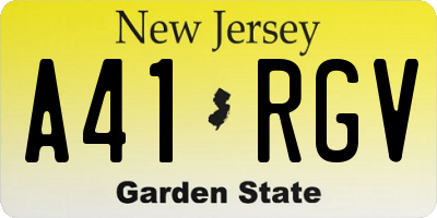 NJ license plate A41RGV