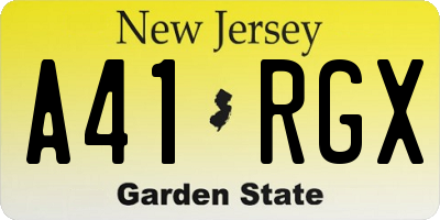 NJ license plate A41RGX