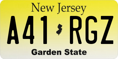 NJ license plate A41RGZ