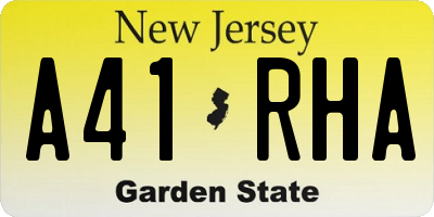 NJ license plate A41RHA