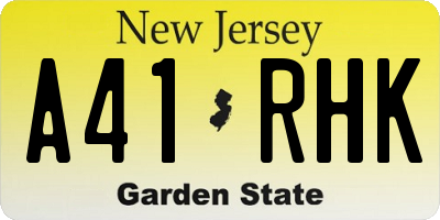NJ license plate A41RHK