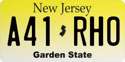 NJ license plate A41RHO