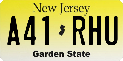 NJ license plate A41RHU