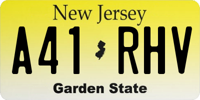 NJ license plate A41RHV