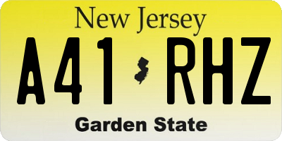 NJ license plate A41RHZ