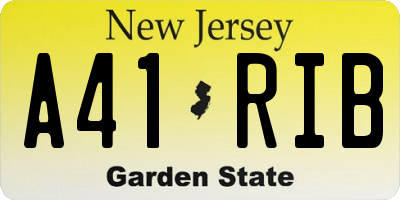 NJ license plate A41RIB