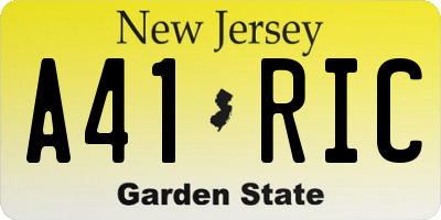 NJ license plate A41RIC