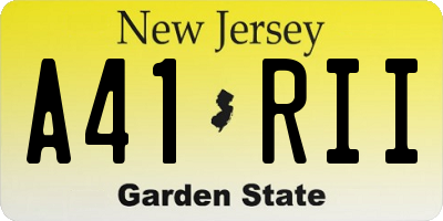 NJ license plate A41RII