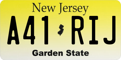 NJ license plate A41RIJ