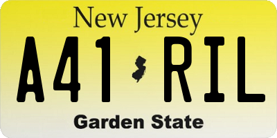 NJ license plate A41RIL
