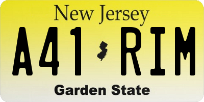 NJ license plate A41RIM