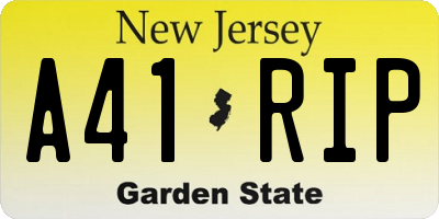NJ license plate A41RIP