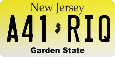 NJ license plate A41RIQ