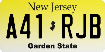 NJ license plate A41RJB