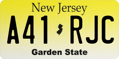 NJ license plate A41RJC
