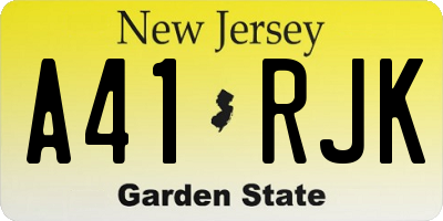 NJ license plate A41RJK