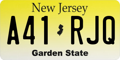 NJ license plate A41RJQ