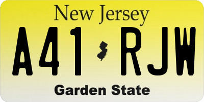 NJ license plate A41RJW