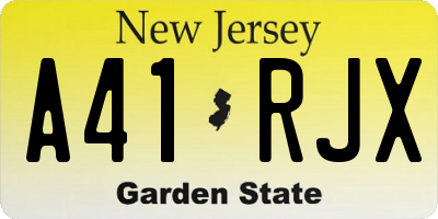 NJ license plate A41RJX