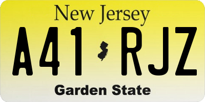 NJ license plate A41RJZ