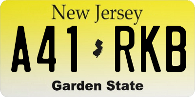 NJ license plate A41RKB