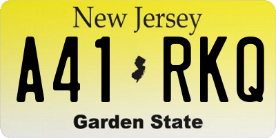 NJ license plate A41RKQ