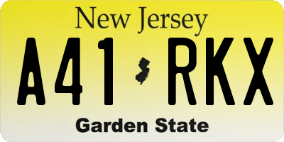 NJ license plate A41RKX