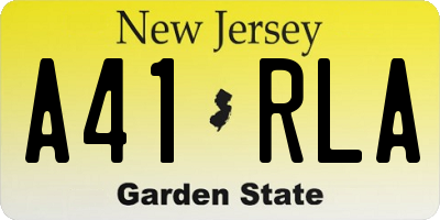NJ license plate A41RLA