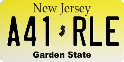 NJ license plate A41RLE
