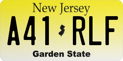 NJ license plate A41RLF