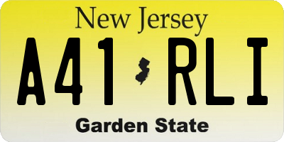 NJ license plate A41RLI