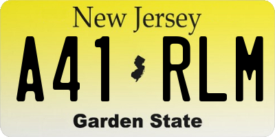 NJ license plate A41RLM