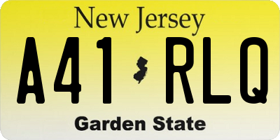 NJ license plate A41RLQ