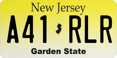 NJ license plate A41RLR