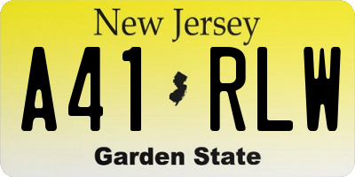 NJ license plate A41RLW