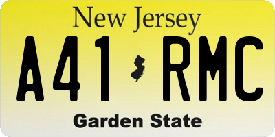 NJ license plate A41RMC