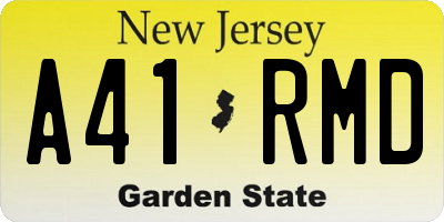 NJ license plate A41RMD